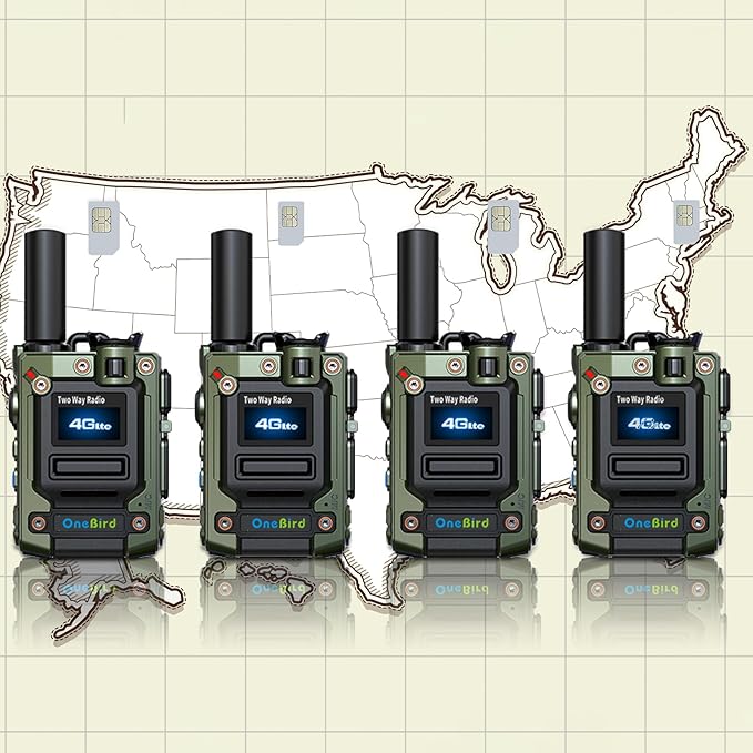 Global-walkie-Talkie-Unlimited-Range-radios-Long Range walkie talkies Communication Cards-radios Unlimited Range with sim Cards-Out of State walkie-Talkie ptt Button-Two Way Talk Talkie-4Pack Green