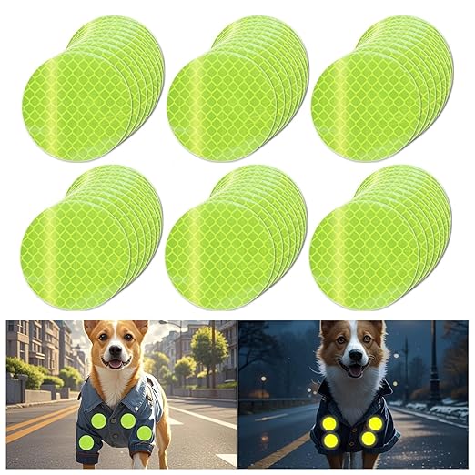 Fluorescent Reflective Stickers 2-inch Diameter Round Reflector, Outdoor Waterproof High Visibility Warning Adhesive Tape (60 Pcs)