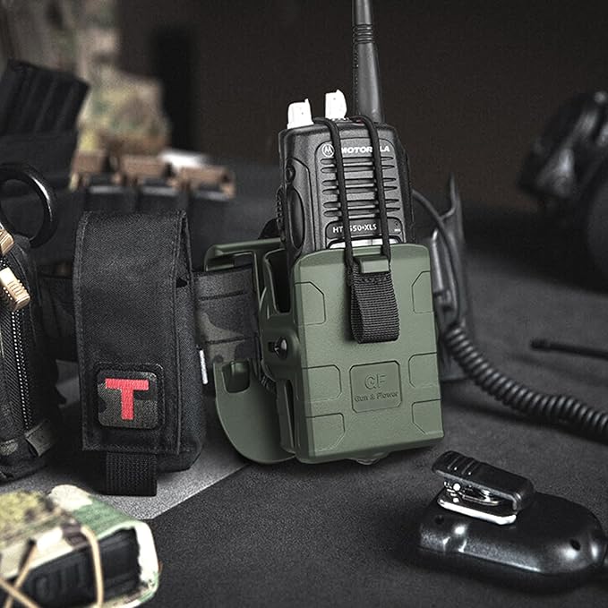 Paddle Holster for Motorola APX/XTS/HT, Kenwood TK/Hytera PD Series Radios – Radio Holder with Index Finger Release, Adjustable Cant, Right Handed, OWB Carry, Green