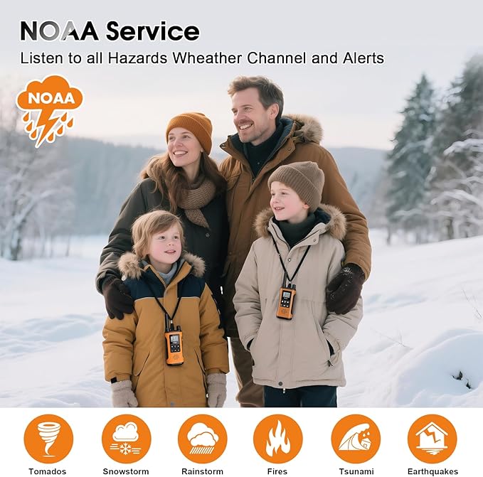 Walkie Talkies Long Range for Adults-2 Pack Rechargeable Walkie Talkies 22 FRS Channels 2-Way Radios with NOAA Weather Alert,VOX,Flashlight and 1500mAh Li-ion Battery for Family Camping Hiking