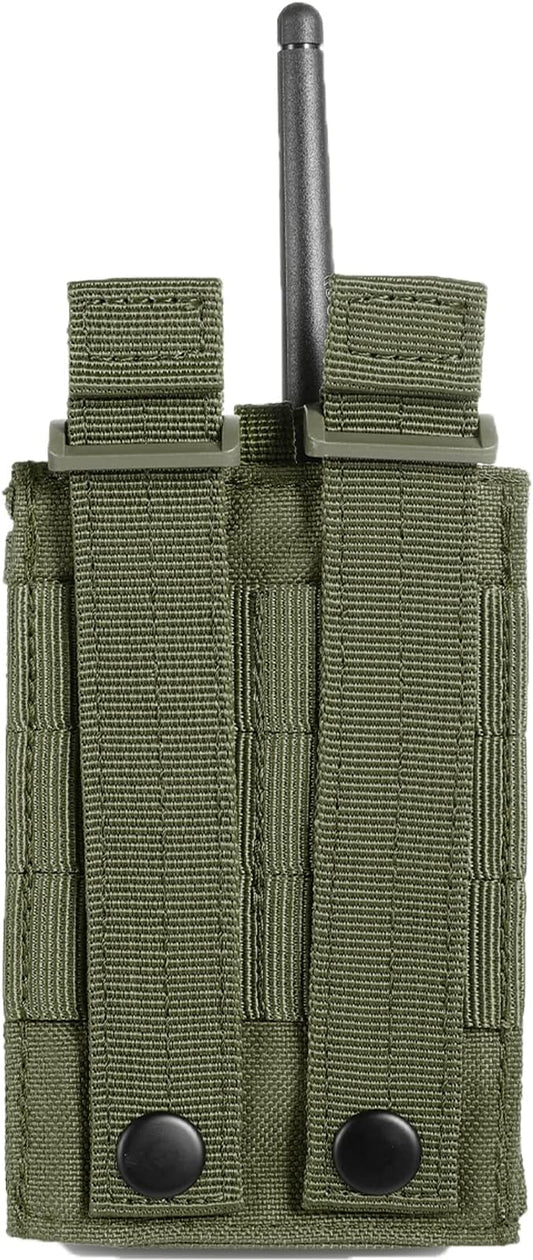 Tactical Radio Holder Radio Holster Molle Radio Pouch Universal Radio Case Military Heavy Duty Radio Bag for Police Firefighter Two Ways Walkie Talkies Vest (Army green)