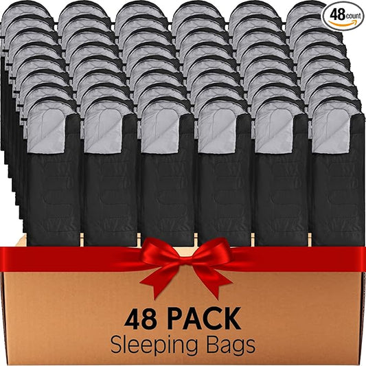 Macarrie 48 Pcs Winter Sleeping Bags Bulk for Adults Homeless 4 Season Warm Cold Weather Sleeping Bags with Compression Sack Lightweight Portable Waterproof for Donation Hiking Outdoor