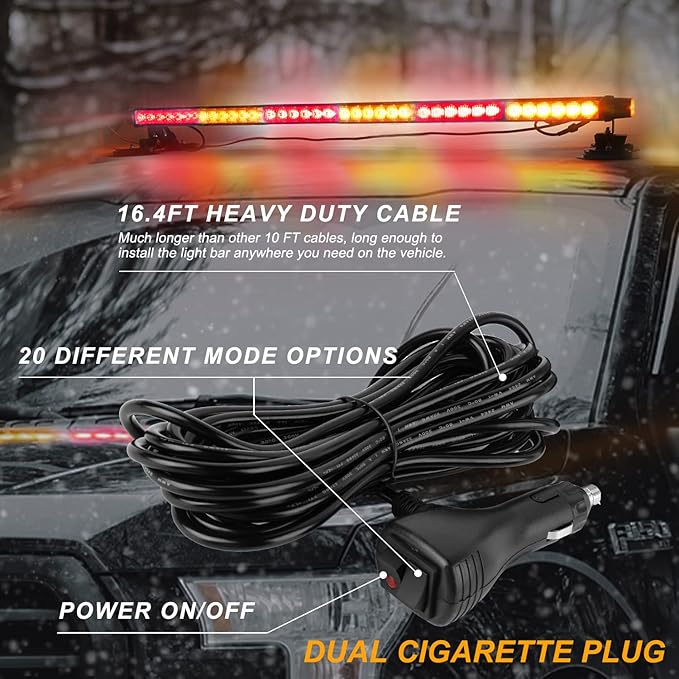 ASPL 38.5" 78 LED Strobe Light Bar Double Side Flashing High Intensity Emergency Warning Flash Strobe Light with Magnetic Base for Safety Construction Vehicles Tow Trucks Pickup (Amber/Red)