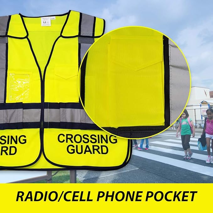 VIEWBRITE Reflective (Class 2) Crossing Guard Vest Lime Green - School Crossing Guard Vest with 5 Point Breakaway High Visibility Yellow/Green Neon