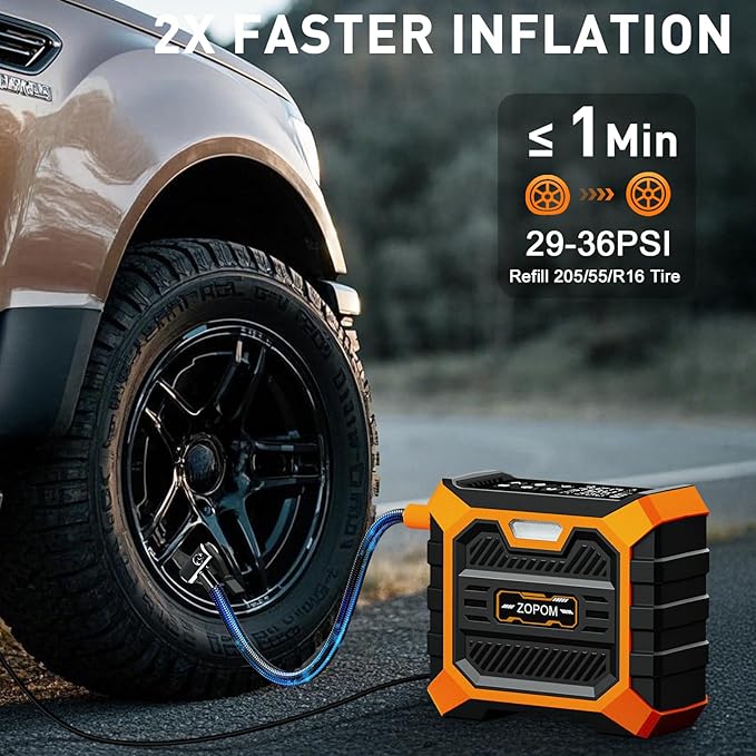 Tire Inflator Portable Air Compressor DC 12V Air Compressor Portable with Digital Pressure Gauge Air Pump for Car Tires - Car Accessories Bike, Motor (Orange)