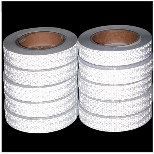 White Reflective Tape Outdoor Waterproof 1 inch Wide, High Visibility Warning Industrial Marking Tape,Safety Stickers (68 feet,10 Rolls)