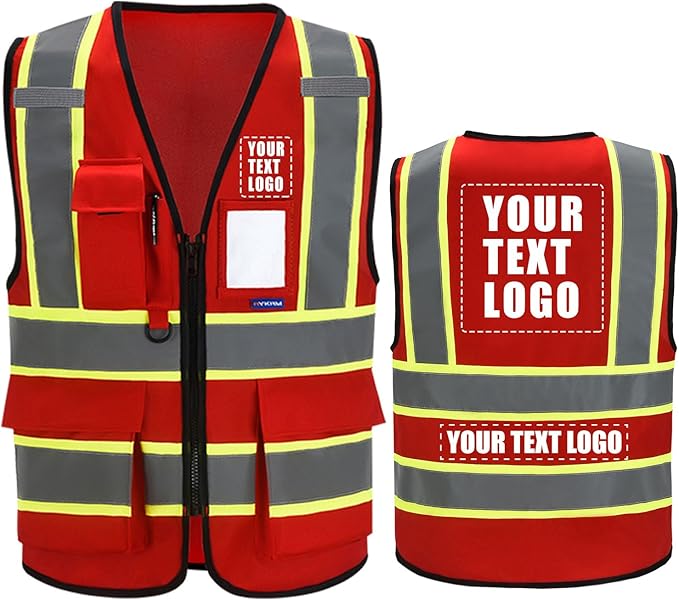 AYKRM Custom Logo Personalised Printed High Visibility Reflective 2 two tone work construction Safety Vest