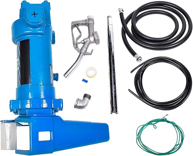 20 GPM 12 Volt Fuel Transfer Pump High Flow DC Transfer Pump Gasoline Pump for Transfer of Gasoline, Diesel, Kerosene, Ethanol & Methanol Blends & Biodiesel, with Discharge Hose & Manual Nozzle, Blue