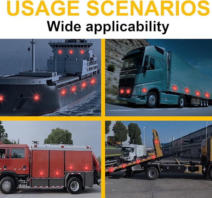 2PCS Magnetic Trailer Lights, Red Beacon Wireless Magnetic Strobe Lights Rechargeable Emergency Warning Lights Portable Surface Mount Strobe Lights for 12V 24V Trucks Car Trailer Vehicles Van