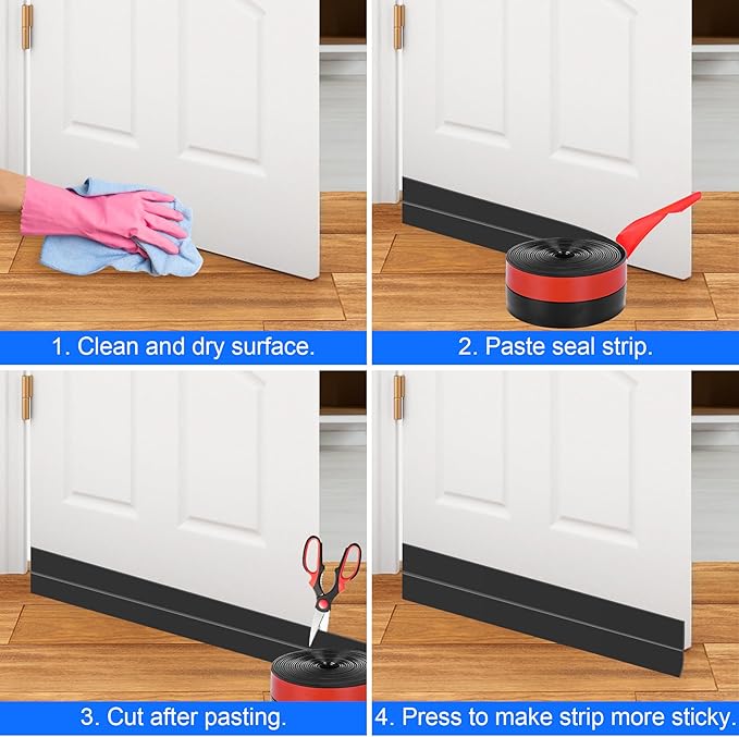 ToLanbbt Silicone Door Seal Strip 2in x 10ft, Black - Weather Stripping for Doors & Windows