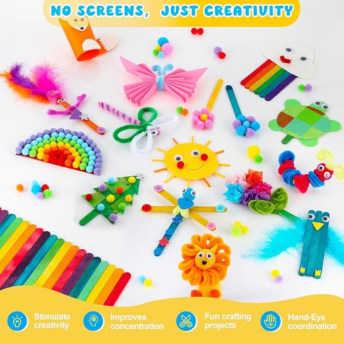 Zefy 3200+ Pcs Arts and Crafts Supplies for Kids, All in One Craft Kits with 12 Crafts Design, DIY School Supplies Kit Craft Box Christmas Gifts for Girls Boys Ages 4-12