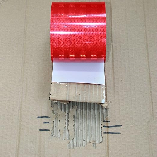 Industrial Non Fading Reflective Tape Red Outdoor Waterproof 4 inch, High Visibility Safety Warning Adhesive Stickers (10 feet)
