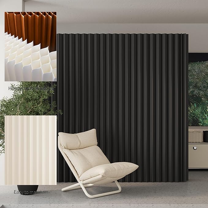 Foldable Room Divider Privacy Screens Movable Temporary Wall Space Partition, 5.25~9.19 FT Tall, 6.56~16.4 FT Width, Choice of Various Sizes and Styles(Black)