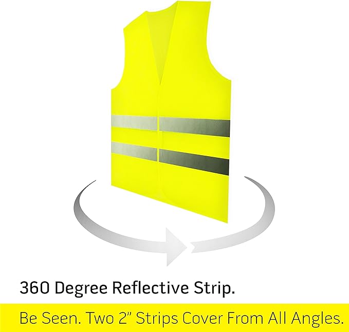 PeerBasics Safety Vests 5 Pack - Yellow Reflective High Visibility, Men Women
