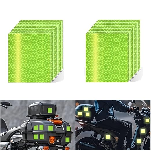 Non Fading Fluorescent Yellow Reflective Stickers 4 inch X 4 inch, Outdoor Waterproof High Visibility Safety Adhesive Reflector (20 Pcs)