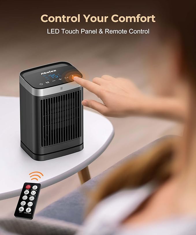 Space Heaters with Motion Sensor,Portable Heaters for Indoor Use,Electric Small Heaters for Large Room Bedroom Office Garage Desk,1500W Ceramic Heating with Remote,Oscillating,Timer,Thermosta