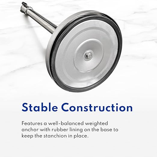 New Star Foodservice 54590 Stanchions, 36-Inch Height, 6.5-Foot Retractable Belt, Set of 2, Black Belt