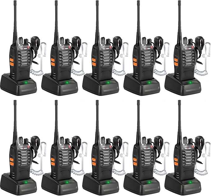 MT-8S Walkie Talkies Long Range for Adults, Radios Walkie Talkies with Conduit Earpiece, Flashlight, 2 Way Radio with Rechargeable Battery, Two Way Radio for Family, Camping, School, Church（10 Pack）