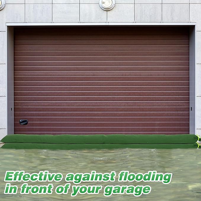 4Pcs 10'× 6'' Long Sand Bags for Flooding - Thickened Canvas Flood Protection Sandbag Tube with Elastic Band, Reusable Flood Rain Wind Barrier Sand Bag Tube for Door Window Flood Control