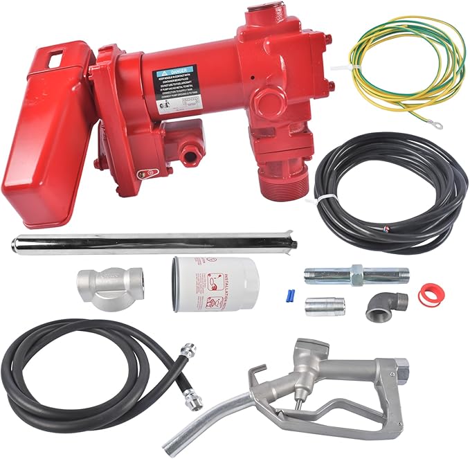 20 GPM 12V Fuel Transfer Pump with Manual Nozzle & Particulate Filter, High Flow Gas Iron Heavy Duty DC Transfer Pump for Gasoline, Diesel Fuel, Kerosene, Biodiesel Vahaha