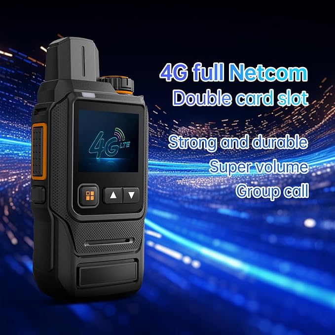 Global Walkie Talkies Unlimited Range Nationwide PTT 4G LTE PoC Two Way Radios Long Range - 5000mAh Type-C Battery with SIM Cards (2 Pack)