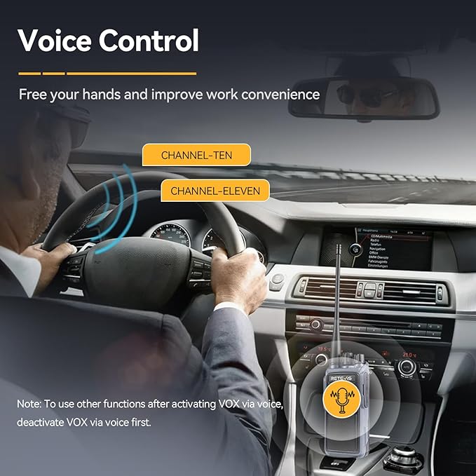 Retevis MateTalk C4 Two Way Radios Long Range, Smart Voice Control,2500mAh,Noise Reduction,Type-C, Easy Pairing, Repeater Capable, Business Walkie Talkie for Jobsite Manufacturing Farm(6 Pack)