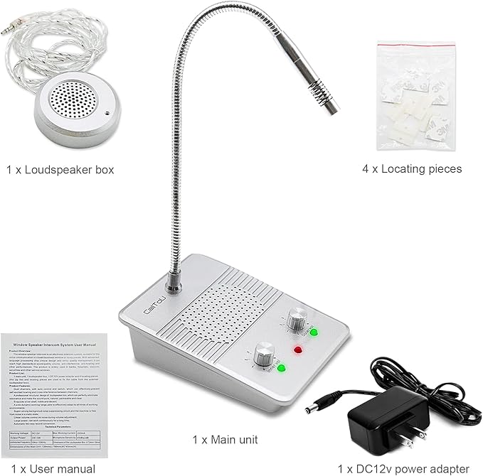 CallToU Window Speaker Intercom System,Anti-Interference Intercommunication Talk Through Glass Window,Intercom System for Business,Bank,Office,Hospital,Counter,Store,Station,Medical Center