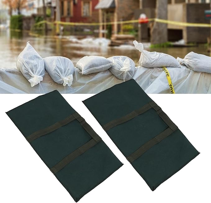 2PCS Water Activated Flood Barriers, Reusable Flood Water Barrier Water Absorbent Resin Sandless Sand Bags Self Expanding Sandbags for Flooding for House Door Garage Basement
