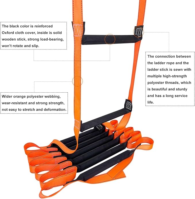 Fire Escape Ladder, 13.1 Feet Emergency Fire Ladder, 2-3 Story Homes Reusable Safety Rope Ladder for Kids and Adults