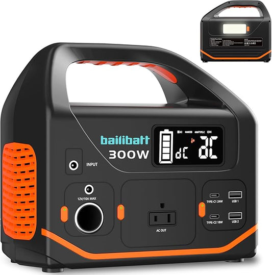 Portable Power Station, 266wh Power Generator 300W Lithium Battery, Power Station for Camping, Home Use, Outdoor, Emergency Backup With 110V Pure Sine Wave AC Outlet