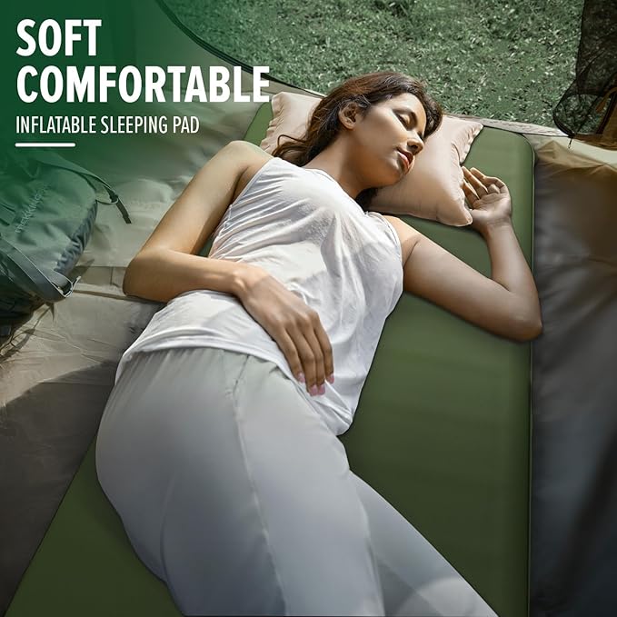 4" Thick Self Inflating Sleeping Pad with 13R Memory Foam, 78" x 29" Camping Mattress with Pump Sack, Portable Roll Up Bed, Inflatable Outdoor Mat for Rooftop Tent Car Truck Van, 4 Season