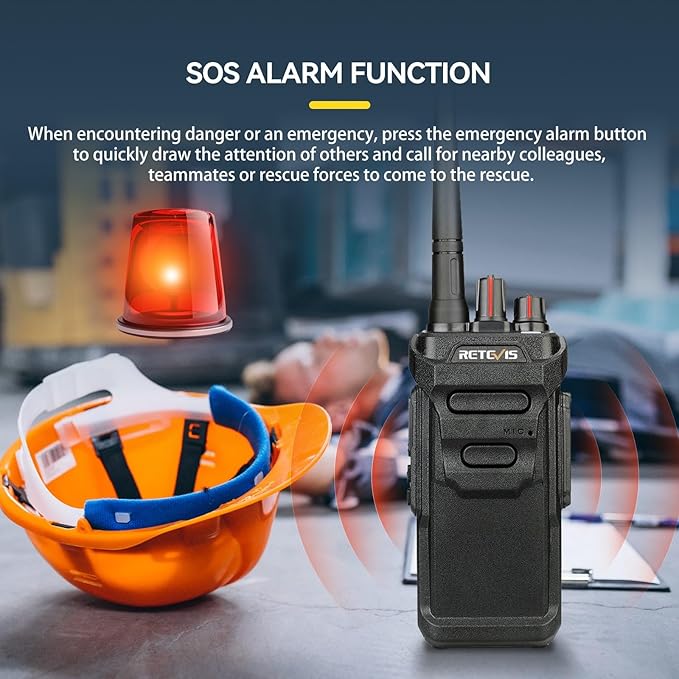 Retevis RT48 Waterproof Walkie Talkies with Mic,Heavy Duty 2 Way Radio,Professional/Business Two Way Radio with 6 Way Charger,IP67, VOX,SOS Alarm,1200mAh,for Construction Manufacturing Outdoor(6Pack)