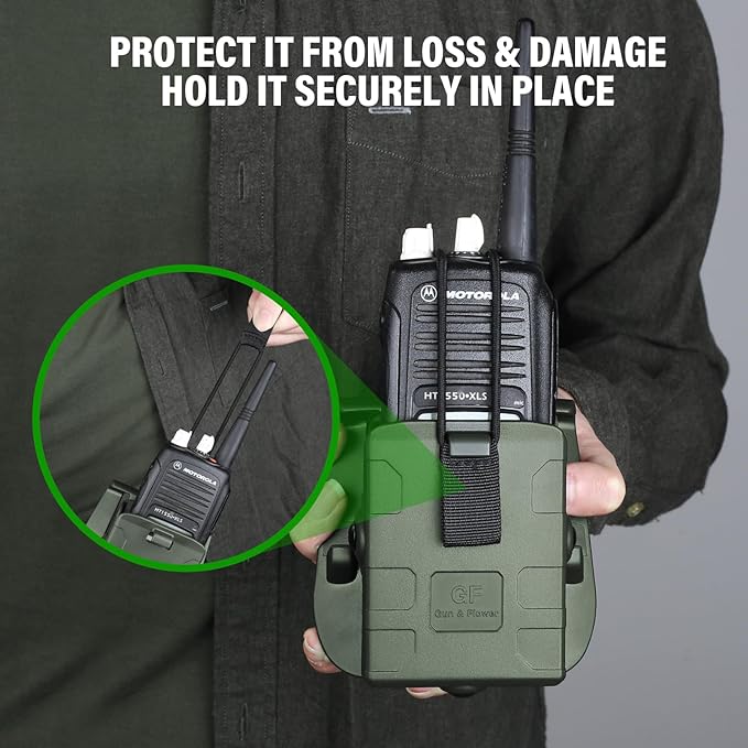 Paddle Holster for Motorola APX/XTS/HT, Kenwood TK/Hytera PD Series Radios – Radio Holder with Index Finger Release, Adjustable Cant, Right Handed, OWB Carry, Green
