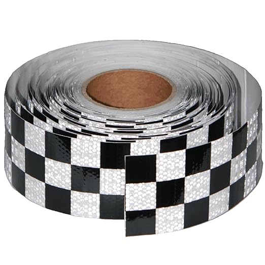 Black White Reflective Tape Outdoor Waterproof 3 inch X 166 feet, High Visibility Hazard Conspicuity Safety Industrial Marking Tape