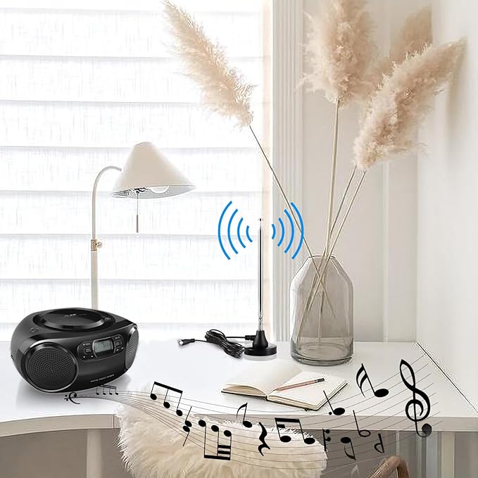 75 Ohm 300 Ohm Magnetic Base FM Radio Telecopic Antenna with 10ft Coaxial Cable for Stereo Receiver Digital HD Radios and Home Theater System