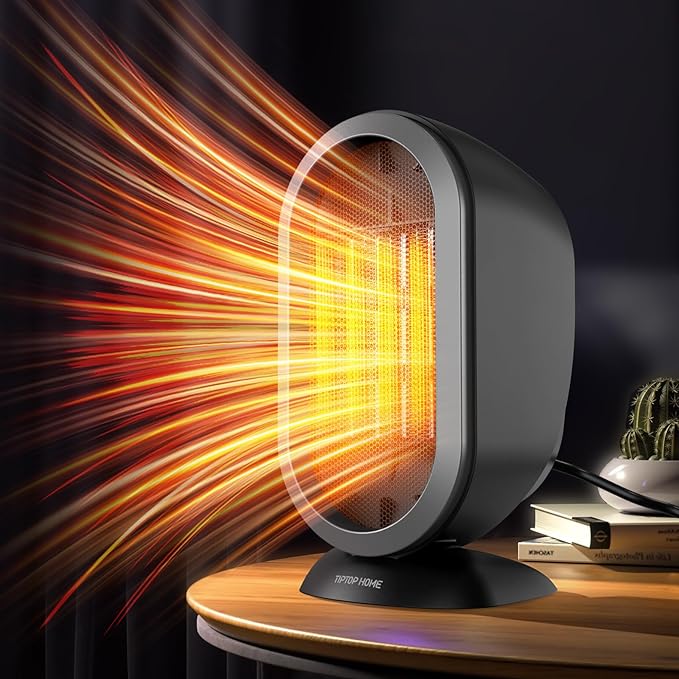 Space Heater, 1200W PTC Fast Heating Ceramic Room Small Heater, Two-Speed Portable Heater Fan with Adjustable, Overheating Protection, Dumping Shutdown, Electric Heaters for Home Bedroom, Office