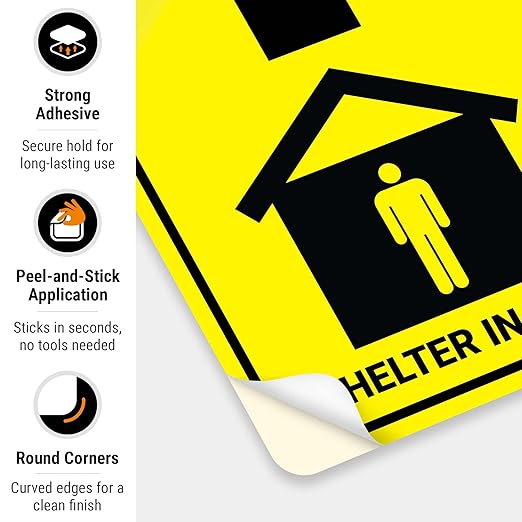Shelter in Place with Up Arrow Sign, 10x7 Inches, 4 Mil Vinyl Decal Stickers Weather Resistant, Made in USA by Sigo Signs