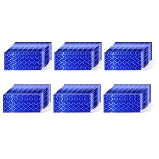 Blue Reflective Stickers 1 inch X 2 inch, Outdoor Waterproof High Visibility Warning Safety Adhesive Reflector Tape (60 Pcs)