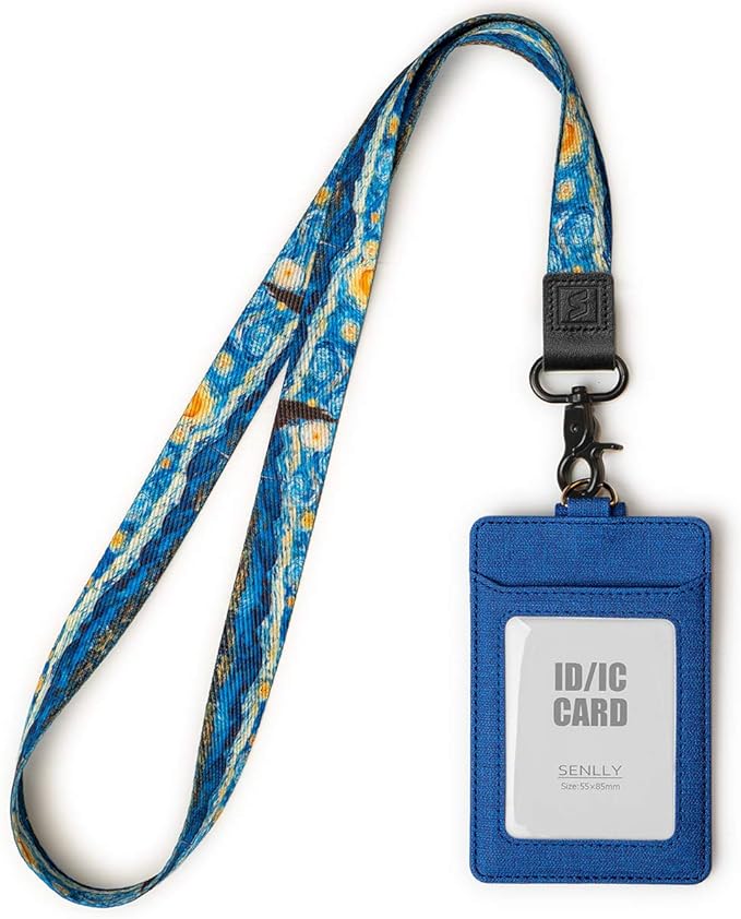 SENLLY ID Badge Holder Gift with Cute Neck Lanyard Strap, 2 Card Slots and 1 Clear ID Window, for Women and Men