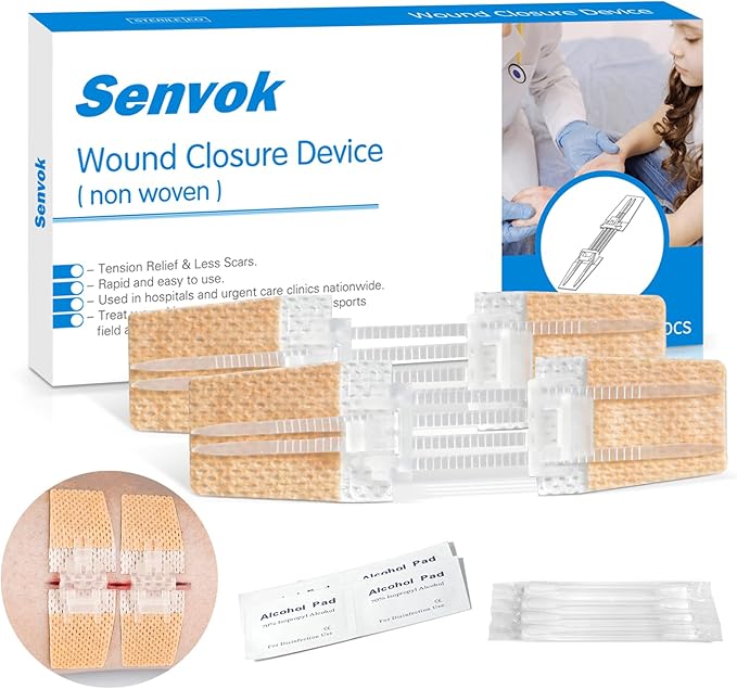 Emergency Wound Closure Kit 2-Pack | Medical Grade Adhesive Sutures | Butterfly Bandages & Clotting Technology | for First Aid Kits, Outdoor Injuries, Post-Surgery Care