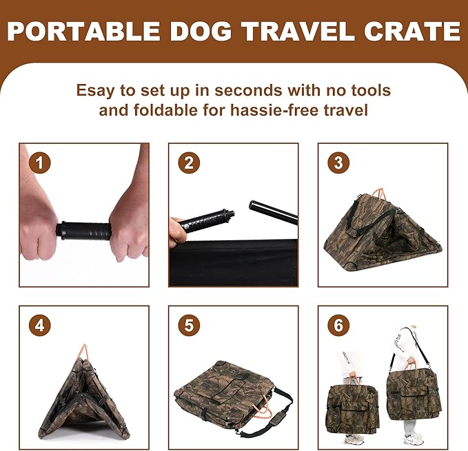 KOOPRO 32 Inch Collapsible Dog Crate, Portable Soft-Sided Dog Travel Carrier Camouflage Style Pet Kennel 4-Door with Durable Mesh Windows, Washable Mat, Indoor & Outdoor for Small Medium Large Dogs