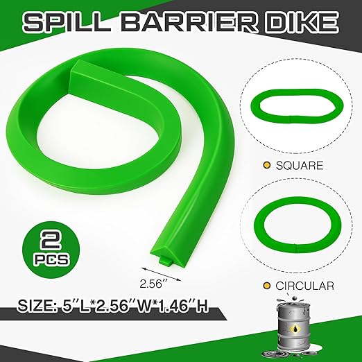 2 Pcs Spill Barrier Dike 5'L x 2.6"W x 1.5"H Water Dam Barrier Liquid Blocker for Garage Home Floor Flooding Solutions(Green)