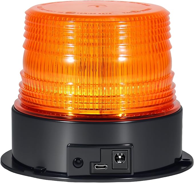 AnTom Magnetic Wireless Beacon Light, Rechargeable Emergency Flashing Warning Battery Operated Strobe Lights for Truck Vehicle, with 12-24v Cigarette Lighter Plug, Amber