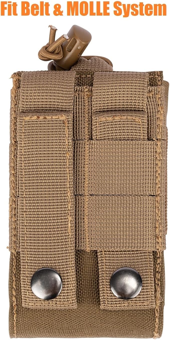 Adjustable Radio Pouch MOLLE Radio Holder for Tactical Duty Belt Two Ways Radio Holster Walkie Talkies Case Rifle Mag Carrier 5.56mm 7.62mm Magazine Nylon Carry Bag for Police Security Rescue