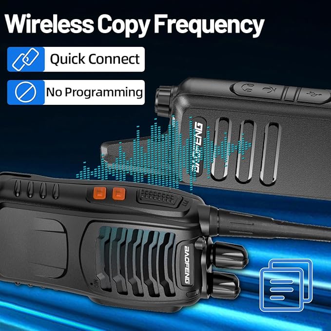Walkie Talkies Long Range for Adults，radios Rechargeable walkie talkies with Earpieces 2 Way Radios UHF Handheld Transceiver Walky Talky Copy Frequency with Flashlight VOX for Camping Hunting（2 Pack）