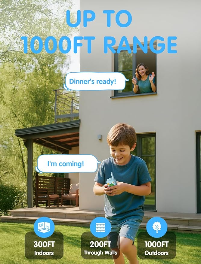 Walkie Talkie for Kids with Video: 2 Pack Rechargeable Toddler Toys with HD Camera & Voice Changer, Long Range Gift Toys for Boy & Girl Age 3-8 for Outdoor Play, Camping (Dinosaur Blue)