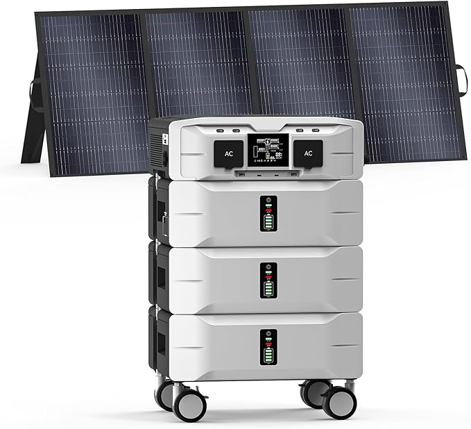 IEE 7680Wh Solar Generator SP5000 with 400W Solar Panel, 120/240V Power Station 5000W(Peak 9000W) AC Output, Expandable Capacity, Portable LFP Battery Generator for Home Use, Power Outages, RVs