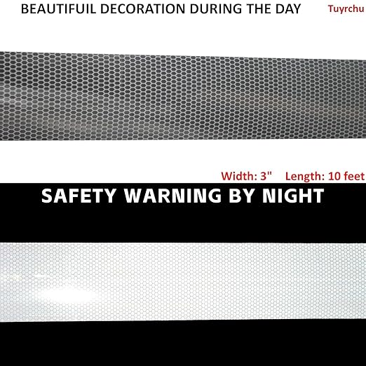 Industrial Non Fading Reflective Tape Silver Outdoor Waterproof 3 inch, High Visibility Safety Warning Adhesive Stickers (10 feet)