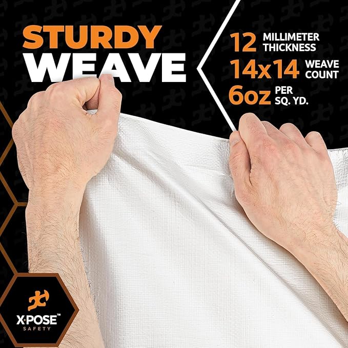 Heavy Duty White Poly Tarp 20' X 40' - Multipurpose Protective Cover - Durable, Waterproof, Weather Proof, Rip and Tear Resistant - Extra Thick 12 Mil Polyethylene - by Xpose Safety