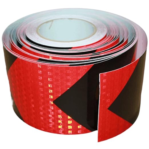 Red Black Reflective Tape 4 inch X 166 feet, Outdoor Waterproof Hazard Conspicuity Warning Industrial Marking Tape